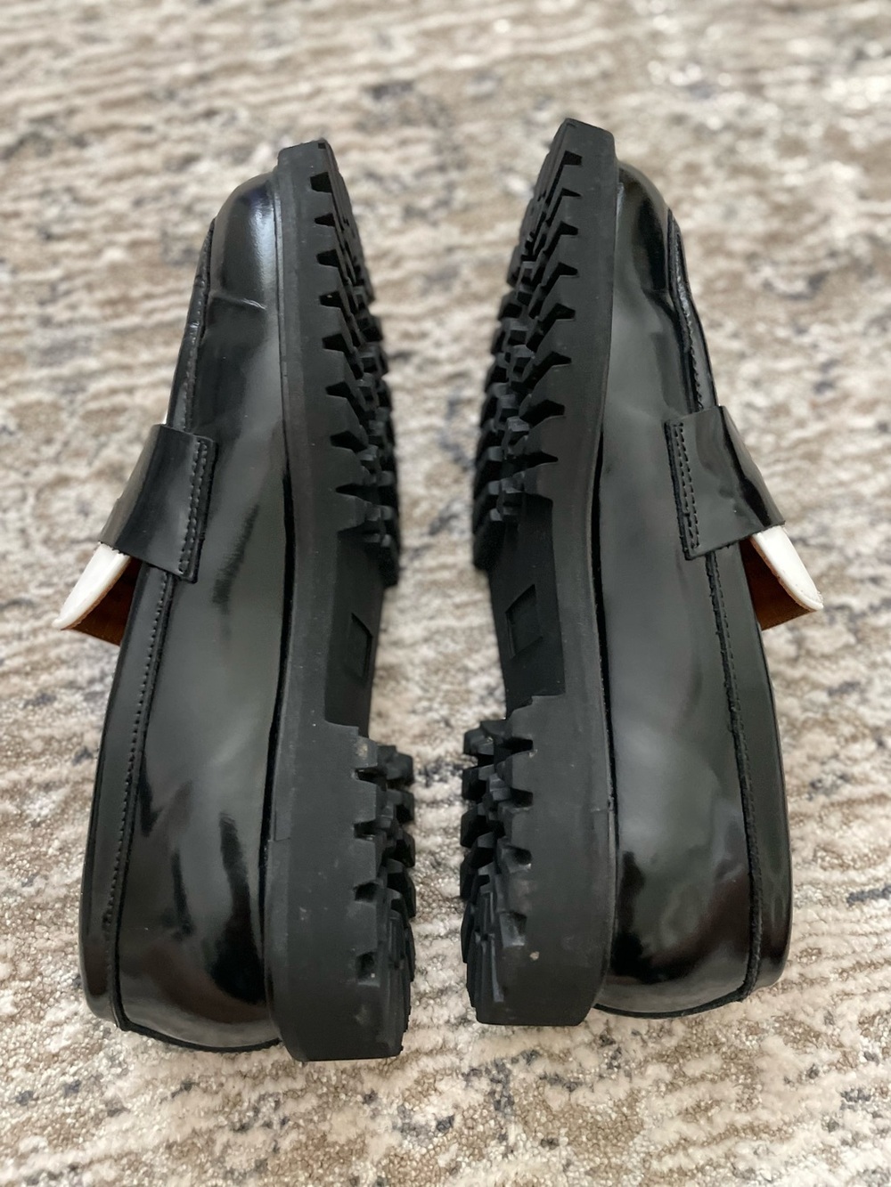 Thursday Tuxedo Lug Penny Loafers Black & White Leather Chunky Size 9.5 Women - Picture 8 of 13